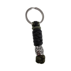 RVS Snake Knot Keychain Groen en Zwart - Handgemaakt door esde2