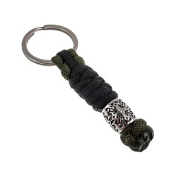RVS Snake Knot Keychain Groen en Zwart - Handgemaakt door esde2