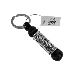 Zwart Paracord Sleutelhanger met Davidster RVS Detail - Handgemaakt