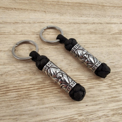 Zwart Paracord Sleutelhanger met Davidster RVS Detail - Handgemaakt