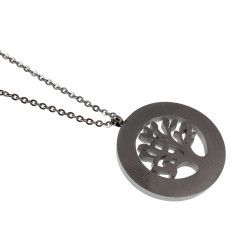 RVS Ketting met Levensboom Hanger met Zirkonia Dames - 42-48 cm