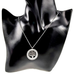 RVS Ketting met Levensboom Hanger met Zirkonia Dames - 42-48 cm