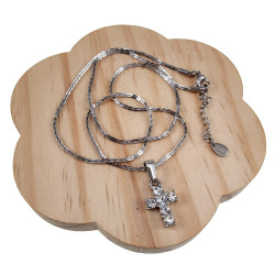 RVS Cardano SchakelKetting met Kruis en Zirkonia Verstelbaar 50-55 cm