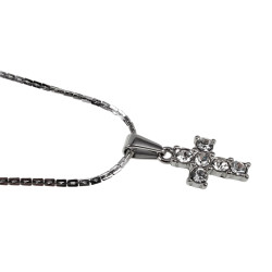 RVS Cardano SchakelKetting met Kruis en Zirkonia Verstelbaar 50-55 cm