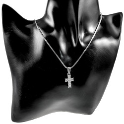 RVS Cardano SchakelKetting met Kruis en Zirkonia Verstelbaar 50-55 cm