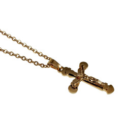 Unisex Ketting met Kruis Hanger en Jezus - Verguld RVS - 50-55 cm