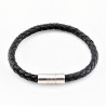 Zwarte Gevlochten Ronde Leren Armband