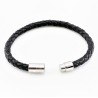 Zwarte Gevlochten Ronde Leren Armband