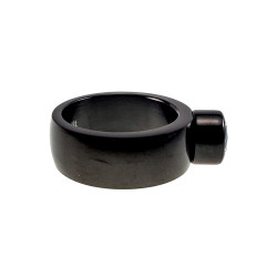 Gepolijste Zwarte PVD-Coating RVS Ring met Fonkelende Zirkonia Dames