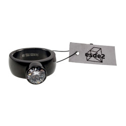 Gepolijste Zwarte PVD-Coating RVS Ring met Fonkelende Zirkonia Dames