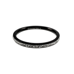 Ring Dames - Zwarte PVD-Coating RVS - 1,5 mm Smalle Ring met Zirkonia