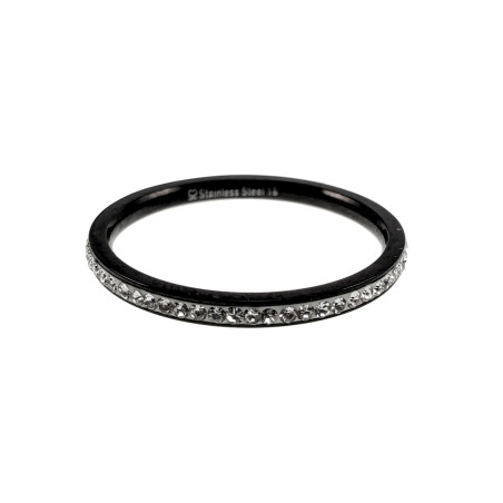Ring Dames - Zwarte PVD-Coating RVS - 1,5 mm Smalle Ring met Zirkonia
