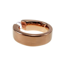 Ring Dames - Roségoudkleurige RVS - Ovale Vorm  Ring met Zirkonia