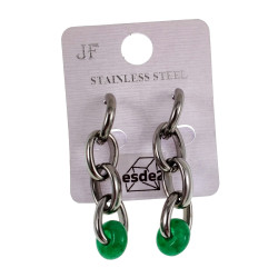 Exclusieve RVS Oorringen met Schakels en  Maleisische Jade Handgemaakt