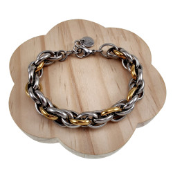 Exclusieve Bicolor RVS Grove Ovale Schakelarmband - 16cm tot 19cm