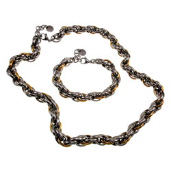 Exclusieve  Bicolor RVS - Grove Ovale Schakelketting - 55cm tot 60cm