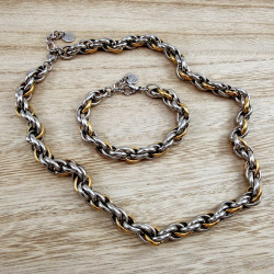 Exclusieve  Bicolor RVS - Grove Ovale Schakelketting - 55cm tot 60cm