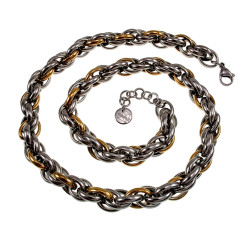 Exclusieve  Bicolor RVS - Grove Ovale Schakelketting - 55cm tot 60cm