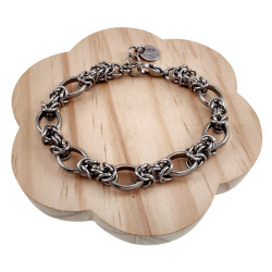 Unisex RVS Ovale en Byzantijnse Schakearmband - Verstelbaar 16-19 cm