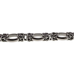 Unisex RVS Ovale en Byzantijnse Schakearmband - Verstelbaar 16-19 cm