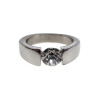 Stijlvolle Gepolijst RVS Ring met Zirkonia en Golvend Design Dames