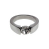 Stijlvolle Gepolijst RVS Ring met Zirkonia en Golvend Design Dames