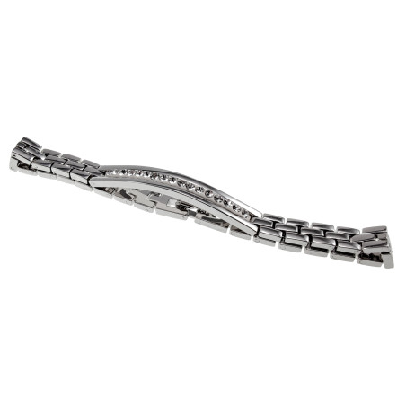 Dames Horlogeschakel Armband met Zirkonia - Rhodium Plated - 18-19 cm