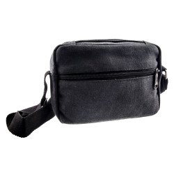 Unisex Canvas Schoudertas Zwart Antraciet van met Handvat 16x22x10 cm