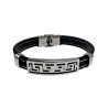 Heren Rubber Armband met Griekse Plaat van RVS - Polslengte 17-18 cm