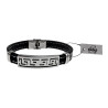 Heren Rubber Armband met Griekse Plaat van RVS - Polslengte 17-18 cm