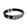 Heren Rubber Armband met Griekse Plaat van RVS - Polslengte 17-18 cm