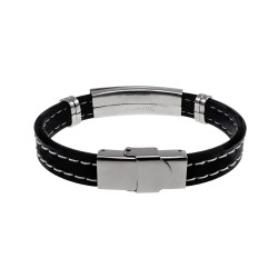 Heren Rubber Armband met Griekse Plaat van RVS - Polslengte 17-18 cm