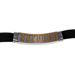 Heren Armband Bicolor Staal en Rubber - Polslengte 19 cm.