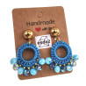 Goudkleurig RVS Oorstekers met Kristallen en Blauwe Crochet - Dames