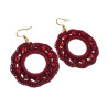 Goudkleur RVS Haakoorbellen Bordeaux Crochet Oorbellen - Lengte 63mm