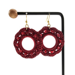 Goudkleur RVS Haakoorbellen Bordeaux Crochet Oorbellen - Lengte 63mm