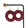 Goudkleur RVS Haakoorbellen Bordeaux Crochet Oorbellen - Lengte 63mm