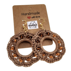 Goudkleur RVS Haakoorbellen Lichtbruine Crochet Oorbellen Lengte 63mm