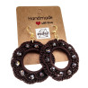 Goudkleur RVS Haakoorbellen Donkerbruine Crochet Oorbellen Lengte 63mm