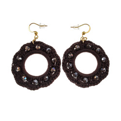 Goudkleur RVS Haakoorbellen Donkerbruine Crochet Oorbellen Lengte 63mm