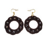 Goudkleur RVS Haakoorbellen Donkerbruine Crochet Oorbellen Lengte 63mm