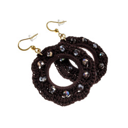 Goudkleur RVS Haakoorbellen Donkerbruine Crochet Oorbellen Lengte 63mm