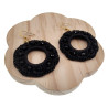 Goudkleur RVS Haakoorbellen Zwarte Crochet Oorbellen Lengte 63mm