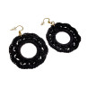 Goudkleur RVS Haakoorbellen Zwarte Crochet Oorbellen Lengte 63mm