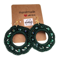 Goudkleur RVS Haakoorbellen Groene Crochet Oorbellen Lengte 63mm