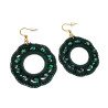 Goudkleur RVS Haakoorbellen Groene Crochet Oorbellen Lengte 63mm