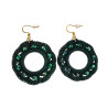 Goudkleur RVS Haakoorbellen Groene Crochet Oorbellen Lengte 63mm
