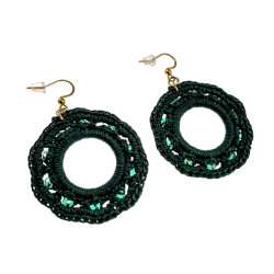 Goudkleur RVS Haakoorbellen Groene Crochet Oorbellen Lengte 63mm