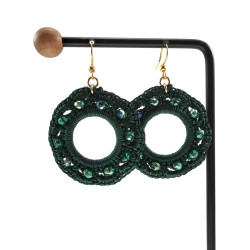 Goudkleur RVS Haakoorbellen Groene Crochet Oorbellen Lengte 63mm