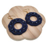 Goudkleur RVS Haakoorbellen Marineblauw Crochet Oorbellen Lengte 63mm